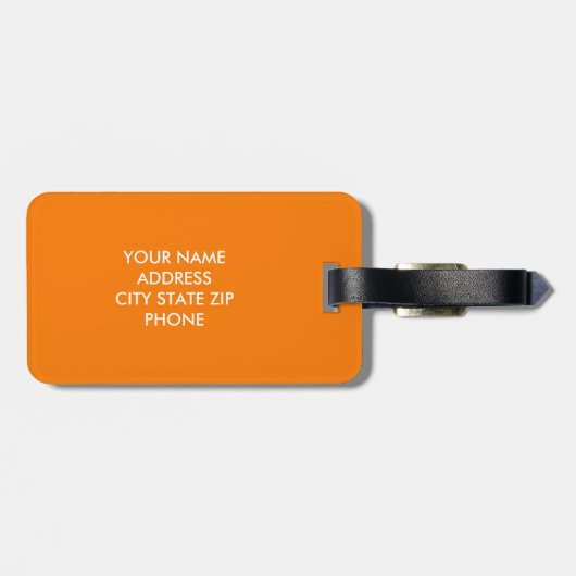 Bagagelabel voor oranje, aangepast monogram (Achterkant horizontaal)