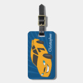 Bagagelabel voor persoonlijke jongens - Geel Racer (Voorkant verticaal)