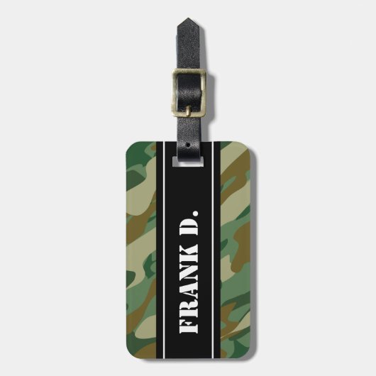 Bagagelabel voor reizen naar camouflage-patroonvor (Voorkant verticaal)