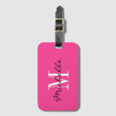 Bagagelabel voor reizen naar roze monogram, aangep (Voorkant (verticaal))