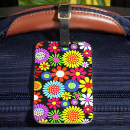 Bagagelabel voor retro spring hippie flower power