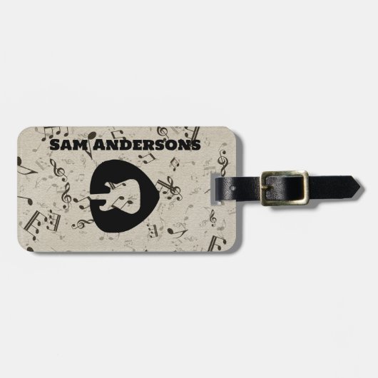 Bagagelabel voor Rock- en Roll Guitar Sound Wave (Voorkant horizontaal)