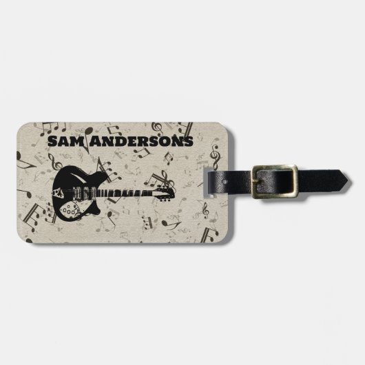 Bagagelabel voor Rock- en Roll Guitar Sound Wave (Voorkant horizontaal)