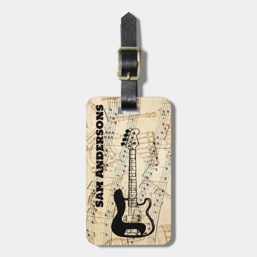 Bagagelabel voor Rock- en Roll Guitar Sound Wave (Voorkant verticaal)