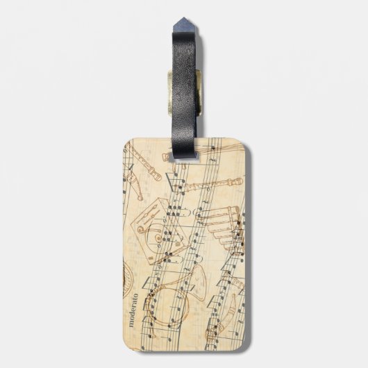 Bagagelabel voor Rock- en Roll Guitar Sound Wave (Achterkant verticaal)