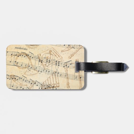 Bagagelabel voor Rock- en Roll Guitar Sound Wave (Achterkant horizontaal)