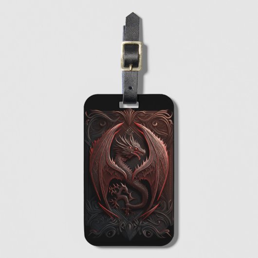 Bagagelabel voor rode en zwarte draak (Voorkant (verticaal))