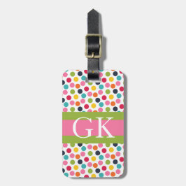 Bagagelabel voor roze en groene pols dot