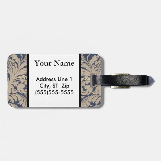 Bagagelabel voor speciaal aangepast blauw en goudb (Achterkant horizontaal)