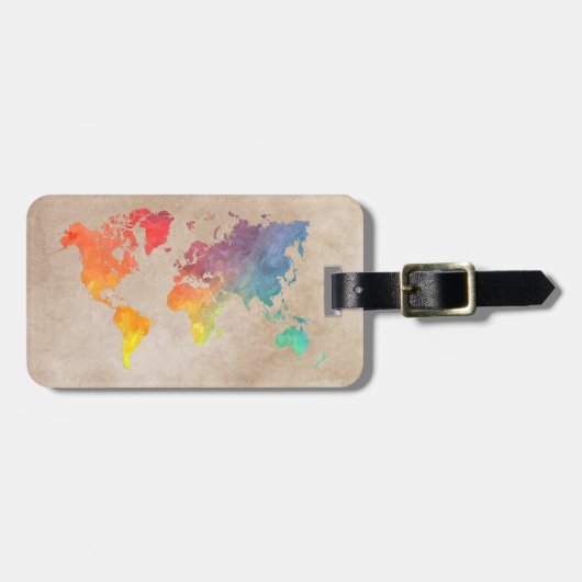 bagagelabel wereldkaart #map (Voorkant horizontaal)