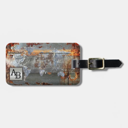 Bagagelabel Wereldkaart met metalen riem (Voorkant horizontaal)