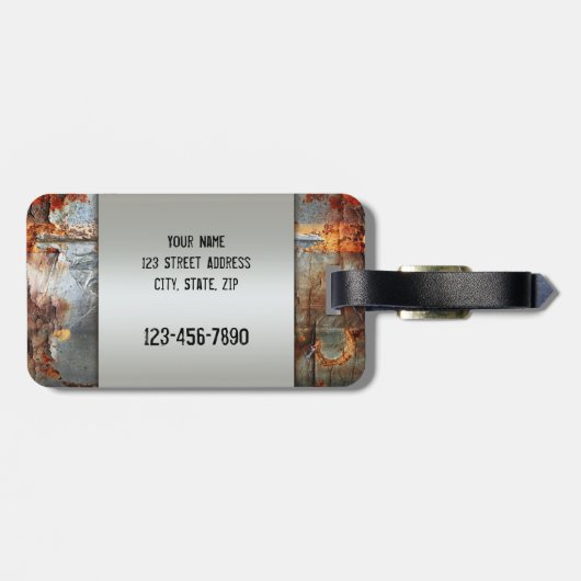 Bagagelabel Wereldkaart met metalen riem (Achterkant horizontaal)