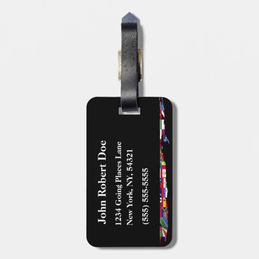 Bagagelabel wereldvlaggen (Achterkant verticaal)