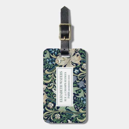 BAGAGELABEL : WILLIAM MORRIS : PLATTELAND (Voorkant verticaal)