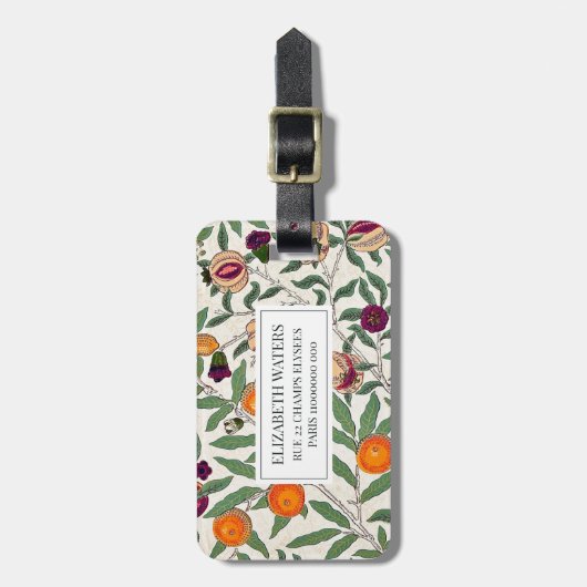 BAGAGELABEL : WILLIAM MORRIS : POMEGRANATEN (Voorkant verticaal)