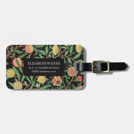 BAGAGELABEL : WILLIAM MORRIS : POMEGRANATEN (Voorkant horizontaal)