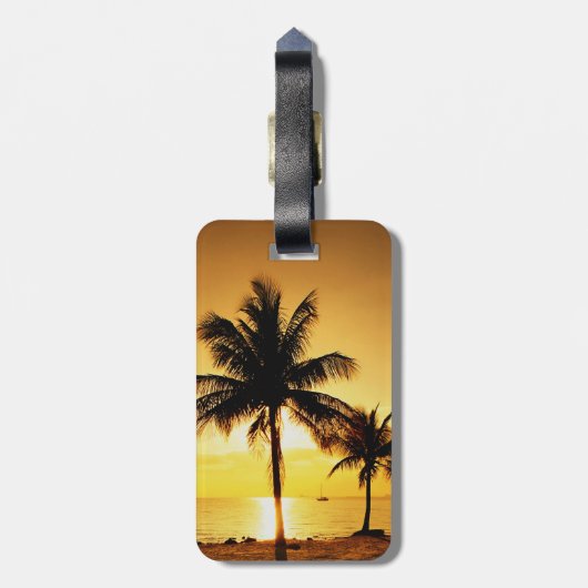 Bagagelabel Zonnebakken en palmbomen (Achterkant verticaal)