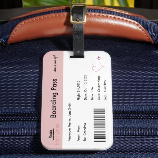 Bagagelabel Zwangerschapsaankondiging Meisje (Voorkant Insitu 2)