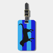 Bagagelabel zwarte labsilhouette blauwe strepen (Voorkant verticaal)