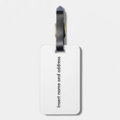 Bagagelabel zwarte labsilhouette blauwe strepen (Achterkant verticaal)