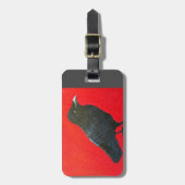 Bagagelabel - zwarte raaf op rode achtergrond (Voorkant verticaal)