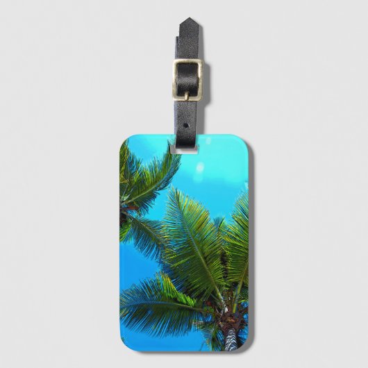 Bagagelabels. Blauwe palmboom. Bagagelabel (Voorkant (verticaal))