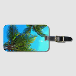 Bagagelabels. Blauwe palmboom. Bagagelabel