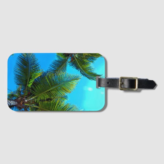 Bagagelabels. Blauwe palmboom. Bagagelabel (Voorkant (horizontaal))