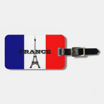 Bagagelabels met de vlag van Frankrijk en Eiffelto