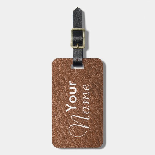 Bagagelabels van bruin kunstleder (Voorkant verticaal)