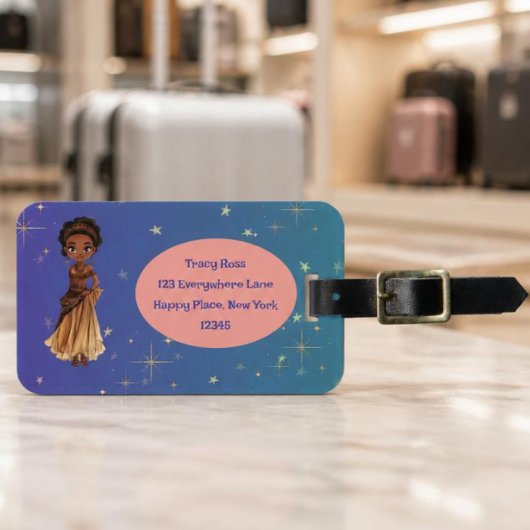 Bagagetail met Afrikaanse prinses Bagagelabel