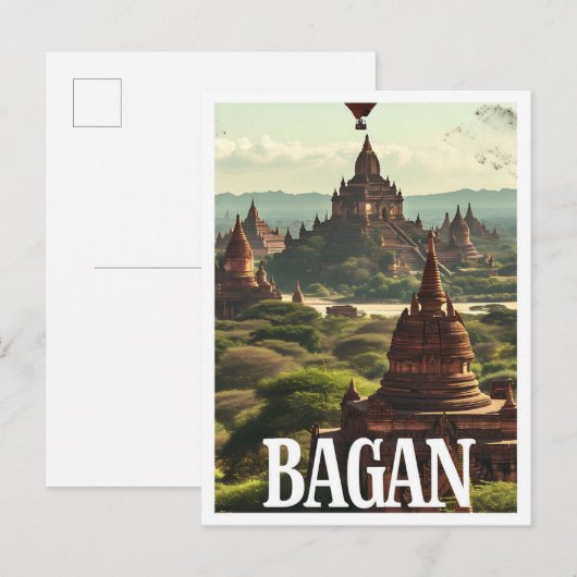 Bagan Myanmar artistieke reisillustratie Briefkaart (Voorkant / Achterkant)