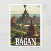 Bagan Myanmar artistieke reisillustratie Briefkaart (Voorkant)