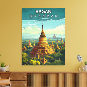 Bagan, Myanmar: Een Tijdloos Tapijt Canvas Afdruk