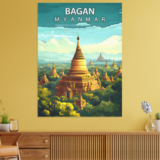 Bagan, Myanmar: Een tijdloos wandtapijt Canvas Afdruk