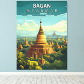 Bagan, Myanmar: Een tijdloos wandtapijt Canvas Afdruk (Insitu (Houten vloer))