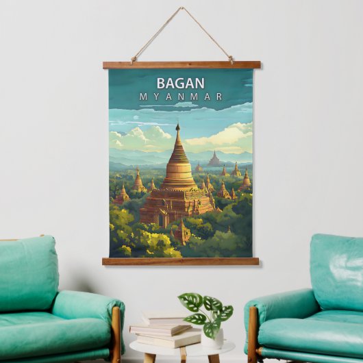 Bagan, Myanmar: Een tijdloos wandtapijt Hangend Wandkleed (Woonkamer)