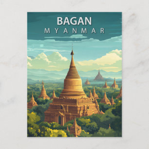 Bagan Myanmar Reis Gouden Pagode Zuidoost-Azië Briefkaart
