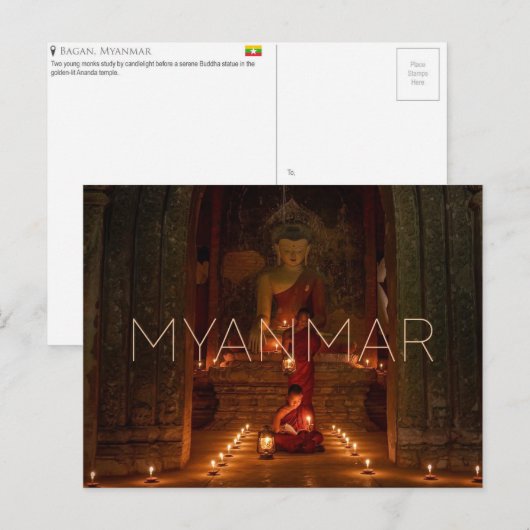 Bagan, Myanmar Reisansichtkaart Briefkaart (Voorkant / Achterkant)