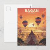 Bagan Myanmar Reizen Briefkaart (Voorkant / Achterkant)