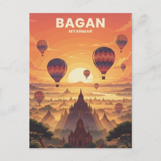 Bagan Myanmar Reizen Briefkaart (Voorkant)