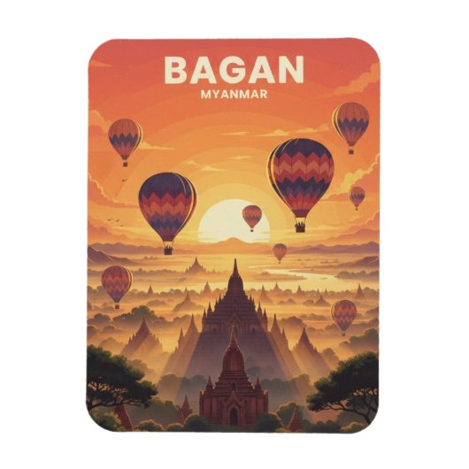 Bagan Myanmar Reizen Magneet (Verticaal)