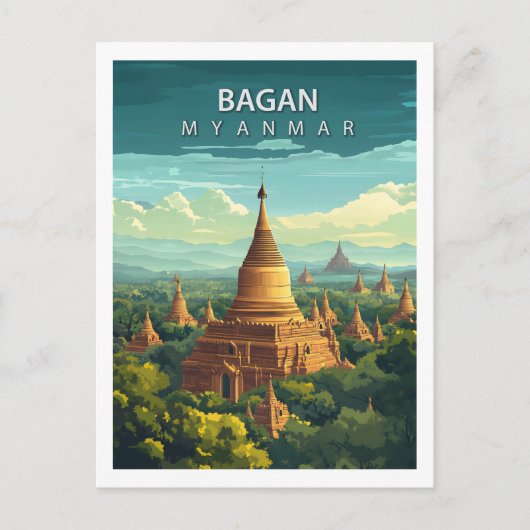 Bagan Myanmar Reizen Oude Tempel Zuidoost-Azië Briefkaart (Voorkant)