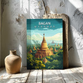 Bagan Myanmar Travel Poster Canvas Wall Art Afdruk