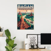 Bagan Myanmar Vintage Reisposter | Tempels Kunst Poster (Thuiskantoor)
