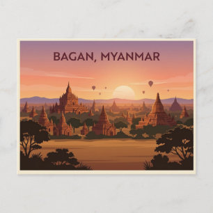 Bagan Myanmar Zonsondergang Reisansichtkaart Briefkaart
