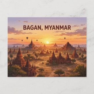 Bagan Myanmar Zonsondergang Reisansichtkaart Briefkaart
