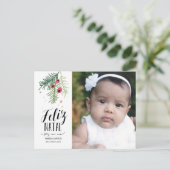 Bagas Vermelhas | Feliz Natal | Cartão Postal Briefkaart (Staand voorkant)