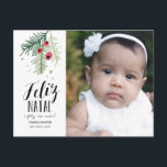 Bagas Vermelhas | Feliz Natal | Cartão Postal Briefkaart<br><div class="desc">Design moderno,  com uma ilustração tirada mão e tipografia.</div>