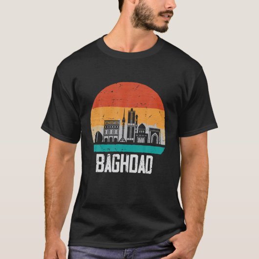 Bagdad Irak Retro  Sunset Skyline Baghdad T-shirt (Voorkant)